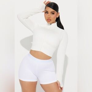 effortless ribbed jacket white